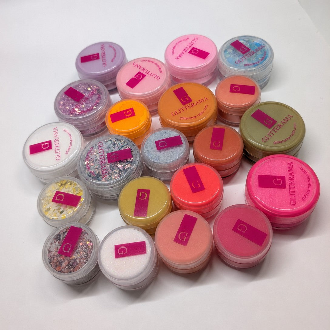 Coloured & Glitter Acrylic Powder Bundle – £10