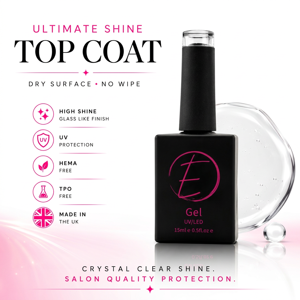 Top coat graphic with black-and-neon-pink promotional text