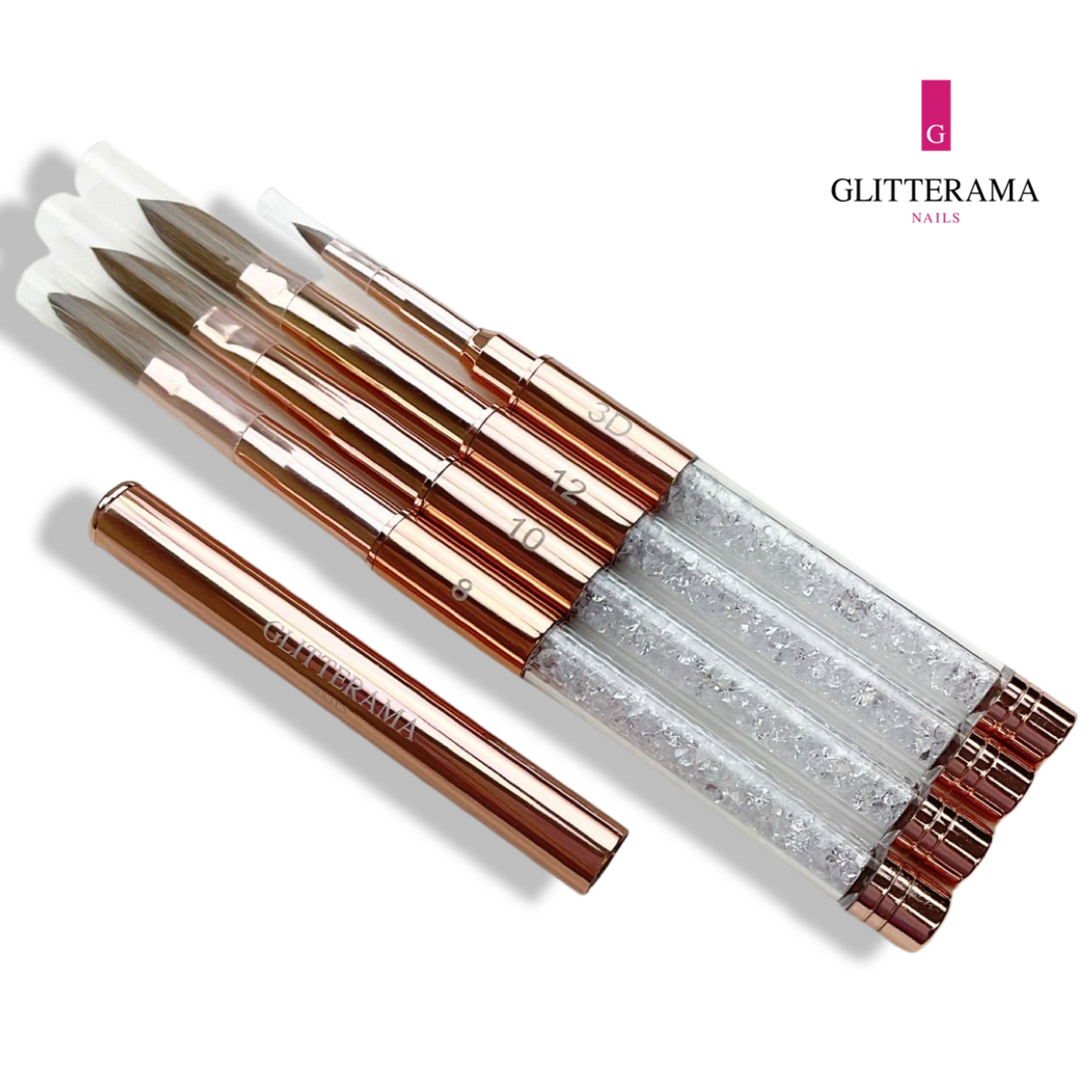 Acrylic Nail Brush - Size 8 Rose Gold